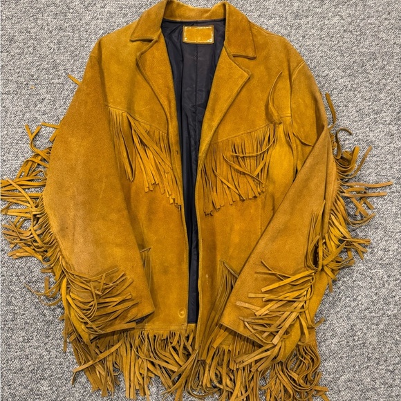 Jackets & Blazers - Fringed Suede Jacket in Tan